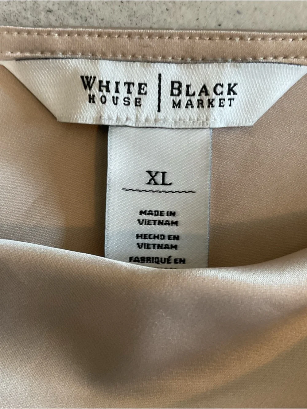 White House Black Market Satin Drape-Neck Blouse in Champagne XL - Picture 6 of 9